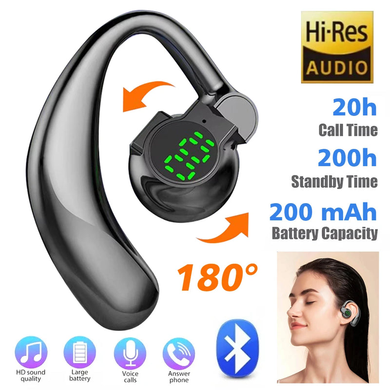 Novos fones de ouvido bluetooth sem fio de condução óssea com microfone handsfree com cancelamento de ruído.